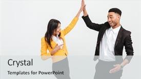  Presentation with yellow and teal design no picture - Presentation design consisting of aside gives a high-five background and a light gray colored foreground