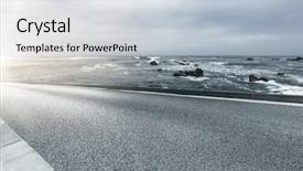  Presentation with clean - Beautiful slide set featuring aside the bay of ocean backdrop and a light gray colored foreground