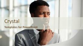  Presentation with thinking - Presentation theme consisting of aside while thinking about something background and a sky blue colored foreground