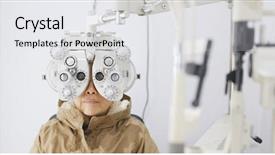  Presentation with prosthetic eye - PPT layouts consisting of sight older - old woman checking on eye background and a white colored foreground