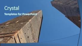  Presentation with telecommunication towers tv antennas - Colorful slide deck enhanced with asinelli leaning towers aka due backdrop and a ocean colored foreground