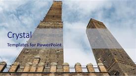  Presentation with towers - Beautiful PPT theme featuring asinelli leaning towers aka due backdrop and a  colored foreground