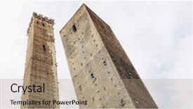  Presentation with towers - PPT layouts enhanced with asinelli leaning towers aka due background and a  colored foreground