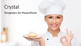  Presentation with cooking chef - Slide set consisting of perfec asisttant - cooking and food concept background and a white colored foreground