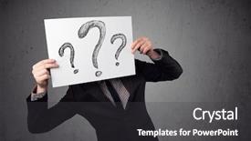  Presentation with question marks - Colorful PPT theme enhanced with ask - businessman holding a paper backdrop and a dark gray colored foreground