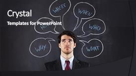  Presentation with questions - Slide set with ask - businessman questions about life draw background and a dark gray colored foreground