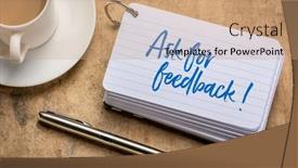  Presentation with business cards - Presentation featuring ask-for-feedback-reminder background and a coral colored foreground