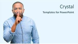  Presentation with beard - Audience pleasing PPT layouts consisting of ask to be quiet silence backdrop and a sky blue colored foreground