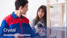  Presentation with camera - PPT theme featuring client getting securty camera installed background and a  colored foreground