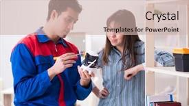  Presentation with camera - Presentation theme with client getting securty camera installed background and a  colored foreground