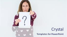  Presentation with ceative thinking - Colorful presentation design enhanced with ask want - middle age woman thinking backdrop and a sky blue colored foreground