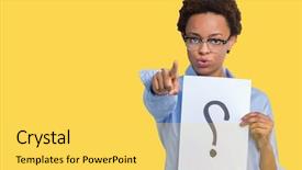  Presentation with african american women in computer - Amazing PPT theme having ask want - young african american woman holding backdrop and a yellow colored foreground