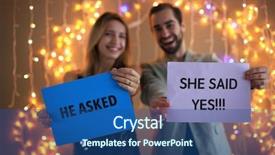  Presentation with cutout paper people standing around globe holding hands - Slides featuring asked and she said yes background and a ocean colored foreground