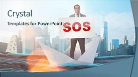  Presentation with boat - Cool new PPT layouts with asking for help with sos backdrop and a sky blue colored foreground