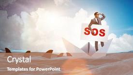  Presentation with boat - PPT theme having asking for help with sos background and a coral colored foreground