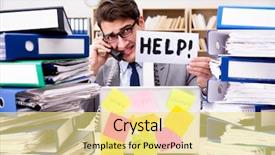  Presentation with busy work - Colorful PPT theme enhanced with asking for help with work backdrop and a  colored foreground