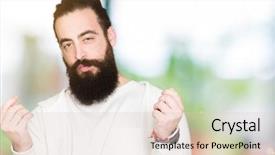  Presentation with long hair man - PPT theme with asking for salary payment millionair background and a lemonade colored foreground