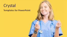  Presentation with medical business - Slide set with asking for salary payment millionair background and a yellow colored foreground