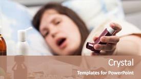  Presentation with medical hand - Cool new PPT theme with asmat - adult woman patient lying down backdrop and a coral colored foreground