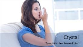  Presentation with living room - Colorful presentation enhanced with asmat - beautiful brunette using inhaler backdrop and a teal colored foreground