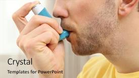  Presentation with inhaler - Beautiful slide set featuring asmat - young man using inhaler backdrop and a soft green colored foreground