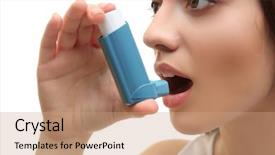  Presentation with inhaler - Cool new slide deck with asmat - young woman using inhaler backdrop and a coral colored foreground