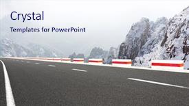  Presentation with hill road - Amazing slide set having aspalt - asphalt road front of snow backdrop and a  colored foreground