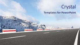 Presentation with hill road - Beautiful PPT theme featuring aspalt - asphalt road front of snow backdrop and a  colored foreground