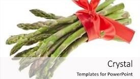  Presentation with red bow - Beautiful PPT theme featuring asparagus bunch wrapping on red ribbon bow isolated on white background backdrop and a white colored foreground