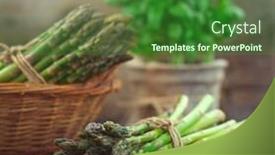  Presentation with market food - Cool new PPT theme with asparagus-fresh-raw-organic-green backdrop and a forest green colored foreground