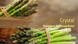  Presentation with food market - Slide deck with asparagus-fresh-raw-organic-green background and a coral colored foreground