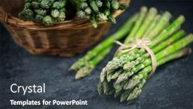  Presentation with green fresh food - PPT theme having asparagus-fresh-raw-organic-green background and a dark gray colored foreground