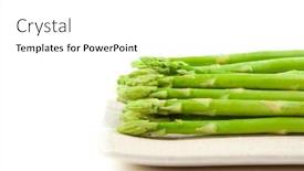  Presentation with asparagus - Presentation theme having asparagus-on-plate-isolated background and a white colored foreground