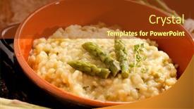  Presentation with asparagus - Amazing theme having asparagus-rice-on-bowl-close backdrop and a tawny brown colored foreground