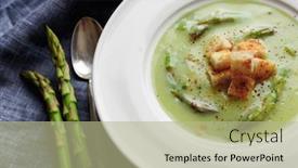  Presentation with food white - Presentation theme having asparagus-soup-in-white-bowl background and a mint green colored foreground