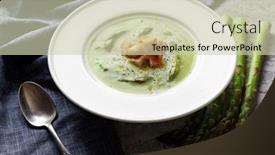  Presentation with asparagus - Slide deck featuring asparagus-soup-in-white-bowl background and a soft green colored foreground