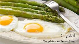  Presentation with egg dishes - Audience pleasing PPT layouts consisting of asparagus with eggs backdrop and a  colored foreground