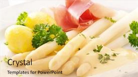  Presentation with asparagus - Amazing theme having asparagus with ham and potato backdrop and a yellow colored foreground