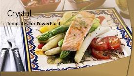 Presentation with salmon fish - Beautiful PPT theme featuring asparagus with salmon fillet backdrop and a yellow colored foreground