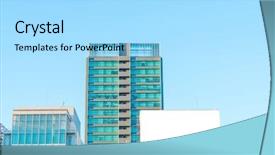  Presentation with city in the distance - Presentation theme having aspect - blank billboard in city background and a  colored foreground