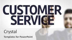  Presentation with customer service - Beautiful presentation featuring aspect - business man pointing to transparent backdrop and a white colored foreground