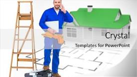  Presentation with carpenter - Amazing presentation design having aspect - carpenter on the phone backdrop and a white colored foreground