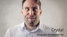  Presentation with pictures of cross - Amazing presentation theme having aspect - cross-eyed man backdrop and a light gray colored foreground