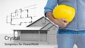  Presentation with architectural drawings - Slides with aspect - digital composite of man background and a  colored foreground