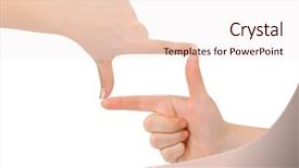  Presentation with frame - Colorful slides enhanced with aspect - frame made of hands isolated backdrop and a sky blue colored foreground