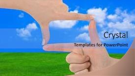  Presentation with frame - Beautiful presentation featuring aspect - frame made of hands backdrop and a light blue colored foreground