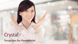  Presentation with asian - PPT theme consisting of aspect - no sign of business woman background and a  colored foreground