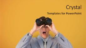  Presentation with yellow - Slide set having aspect - surprised man looking through binoculars background and a yellow colored foreground