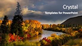  Presentation with scenic - Colorful slides enhanced with aspen - scenic river backdrop and a gray colored foreground