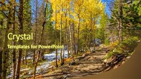  Presentation with rock climbing to top of mountain - Slide set enhanced with aspen grove at autumn background and a tawny brown colored foreground